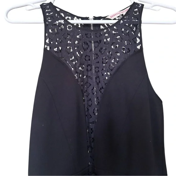 Rebecca Taylor | Black Ponte and Lace Inset Sleeveless Dress Size 4 - Picture 2 of 9
